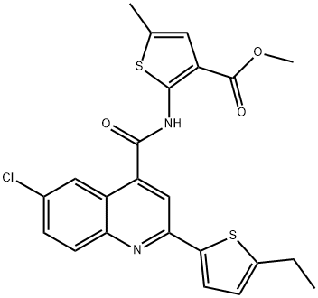 methyl 2-(6-chloro-2-(5-ethylthiophen-2-yl)quinoline-4-carboxamido)-5-methylthiophene-3-carboxylate Structure