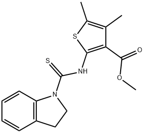 methyl 2-(indoline-1-carbothioamido)-4,5-dimethylthiophene-3-carboxylate,588710-92-3,结构式