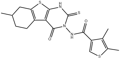 4,5-dimethyl-N-(7-methyl-4-oxo-2-sulfanylidene-5,6,7,8-tetrahydro-1H-[1]benzothiolo[2,3-d]pyrimidin-3-yl)thiophene-3-carboxamide Structure