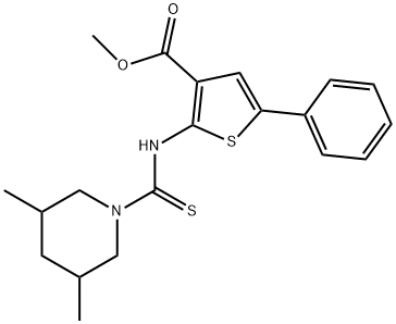 methyl 2-(3,5-dimethylpiperidine-1-carbothioamido)-5-phenylthiophene-3-carboxylate 结构式