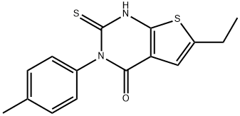 6-ethyl-3-(4-methylphenyl)-2-sulfanylidene-1H-thieno[2,3-d]pyrimidin-4-one Structure