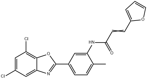 2-Propenamide,N-[5-(5,7-dichloro-2-benzoxazolyl)-2-methylphenyl]-3-(2-furanyl)-(9CI) 化学構造式