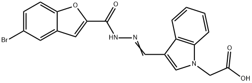 1H-Indole-1-aceticacid,3-[[[(5-bromo-2-benzofuranyl)carbonyl]hydrazono]methyl]-(9CI) 化学構造式