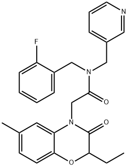 4H-1,4-Benzoxazine-4-acetamide,2-ethyl-N-[(2-fluorophenyl)methyl]-2,3-dihydro-6-methyl-3-oxo-N-(3-pyridinylmethyl)-(9CI) Structure