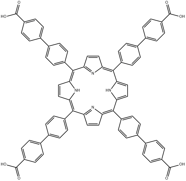 4',4''',4''''',4'''''''-(porphyrin-5,10,15,20-tetrayl)tetrakis(([1,1'-biphenyl]-4-carboxylic acid)) Struktur