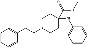 4-Piperidinecarboxylic acid, 4-(phenylamino)-1-(2-phenylethyl)-, methyl ester,61085-55-0,结构式