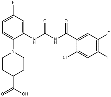 4-Piperidinecarboxylic acid, 1-[2-[[[(2-chloro-4,5-difluorobenzoyl)amino]carbonyl]amino]-4-fluorophenyl]- Struktur