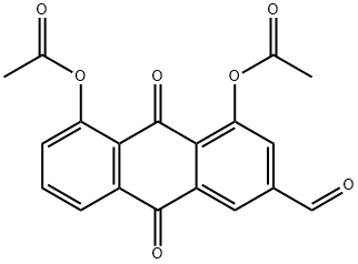 2-Anthracenecarboxaldehyde, 4,5-bis(acetyloxy)-9,10-dihydro-9,10-dioxo- 化学構造式
