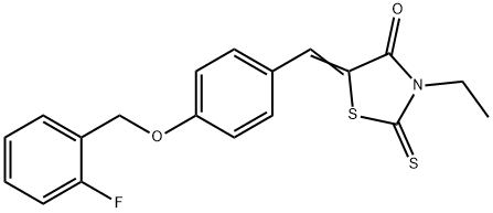 (5E)-3-ethyl-5-[[4-[(2-fluorophenyl)methoxy]phenyl]methylidene]-2-sulfanylidene-1,3-thiazolidin-4-one Structure