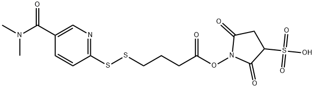 Butanoic acid, 4-[[5-[(dimethylamino)carbonyl]-2-pyridinyl]dithio]-, 2,5-dioxo-3-sulfo-1-pyrrolidinyl ester Struktur