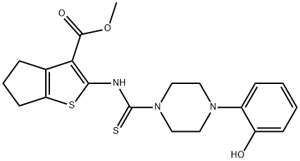 methyl 2-(4-(2-hydroxyphenyl)piperazine-1-carbothioamido)-5,6-dihydro-4H-cyclopenta[b]thiophene-3-carboxylate,669729-88-8,结构式