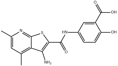 5-{3-氨基-4,6-二甲基噻吩并[2,3-B]吡啶-2-酰胺}-2-羟基苯甲酸,670241-30-2,结构式