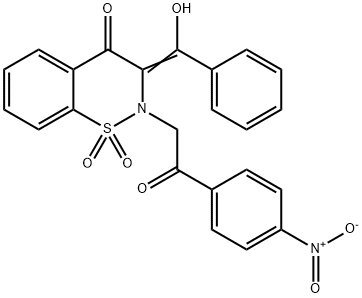 (3E)-3-[hydroxy(phenyl)methylidene]-2-[2-(4-nitrophenyl)-2-oxoethyl]-1,1-dioxo-1$l^{6},2-benzothiazin-4-one 结构式
