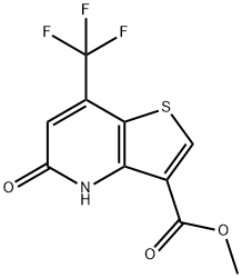 Thieno[3,2-b]pyridine-3-carboxylic acid, 4,5-dihydro-5-oxo-7-(trifluoromethyl)-, methyl ester 化学構造式
