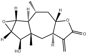 (1aR,1bα,3aβ,6aα,8aβ)-1b,2,3,3a,6,6a,7,7a,8,8a-デカヒドロ-8β-ヒドロキシ-2α,7aβ-ジメチル-6-メチレンオキシレノ[1,2]アズレノ[6,5-b]フラン-5(1aH)-オン 化学構造式