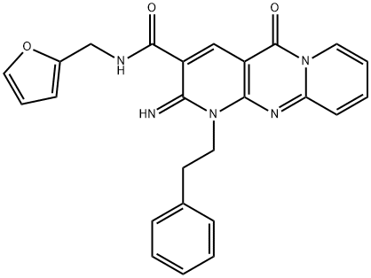 N-(furan-2-ylmethyl)-2-imino-5-oxo-1-(2-phenylethyl)dipyrido[1,2-d:3',4'-f]pyrimidine-3-carboxamide Structure