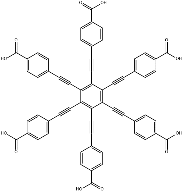 Benzoic acid, 4,4',4'',4''',4'''',4'''''-(1,2,3,4,5,6-benzenehexaylhexa-2,1-ethynediyl)hexakis- (9CI) Structure