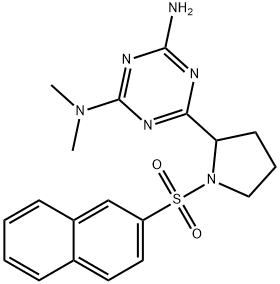 2-N,2-N-dimethyl-6-(1-naphthalen-2-ylsulfonylpyrrolidin-2-yl)-1,3,5-triazine-2,4-diamine Structure