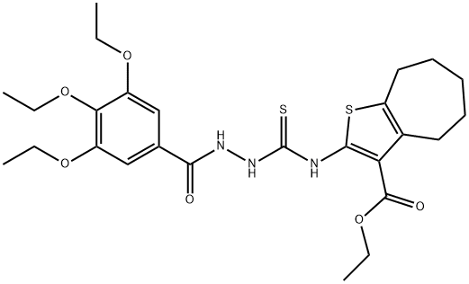 ethyl 2-(2-(3,4,5-triethoxybenzoyl)hydrazinecarbothioamido)-5,6,7,8-tetrahydro-4H-cyclohepta[b]thiophene-3-carboxylate, 701286-82-0, 结构式