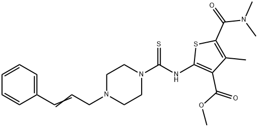 (E)-methyl 2-(4-cinnamylpiperazine-1-carbothioamido)-5-(dimethylcarbamoyl)-4-methylthiophene-3-carboxylate Structure