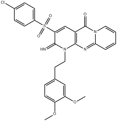 3-(4-chlorophenyl)sulfonyl-1-[2-(3,4-dimethoxyphenyl)ethyl]-2-iminodipyrido[1,2-d:3',4'-f]pyrimidin-5-one Structure
