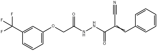 2-cyano-3-phenyl-N'-{2-[3-(trifluoromethyl)phenox y]acetyl}prop-2-enehydrazide 结构式