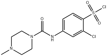 2-CHLORO-4-(4-METHYLPIPERAZINE-1-CARBOXAMIDO)BENZENESULFONYL CHLORIDE Structure