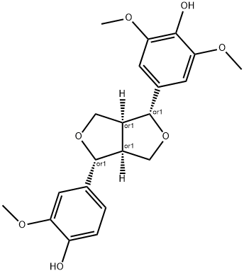 Phenol, 2,6-dimethoxy-4-[(1R,3aS,4R,6aS)-tetrahydro-4-(4-hydroxy-3-methoxyphenyl)-1H,3H-furo[3,4-c]furan-1-yl]-, rel-, 74465-40-0, 结构式