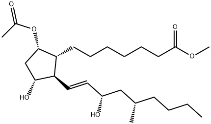 Cyclopentaneheptanoic acid, 5-(acetyloxy)-3-hydroxy-2-[(1E,3S,5S)-3-hydroxy-5-methyl-1-nonen-1-yl]-, methyl ester, (1R,2R,3R,5S)- Structure