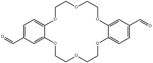 Dibenzo[b,k][1,4,7,10,13,16]hexaoxacyclooctadecin-2,13-dicarboxaldehyde, 6,7,9,10,17,18,20,21-octahydro- Struktur