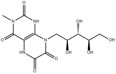 D-Ribitol,  1-deoxy-1-(1,3,4,5,6,7-hexahydro-3-methyl-2,4,6,7-tetraoxo-8(2H)-pteridinyl)-  (9CI),76641-66-2,结构式