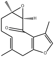 (1aR,4E,10aR)-1a,3,6,10a-テトラヒドロ-1a,5,9-トリメチルオキシレノ[4,5]シクロデカ[1,2-b]フラン-10(2H)-オン 化学構造式