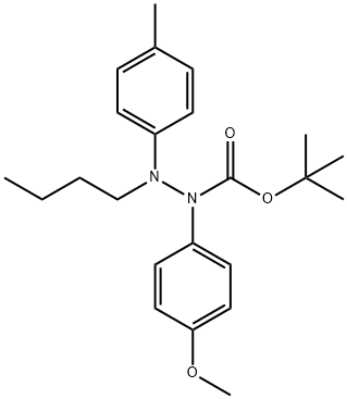 1-benzyl 1,2-tert-butyl 2-(2-methylphenyl)hydrazine-1,1,2-tricarboxylate 结构式