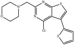 Thieno[2,3-d]pyrimidine, 4-chloro-2-(4-morpholinylmethyl)-5-(2-thienyl)- 化学構造式