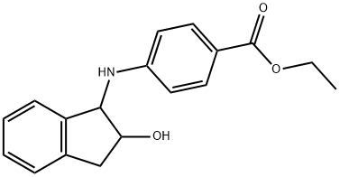 Benzoic acid, 4-[(2,3-dihydro-2-hydroxy-1H-inden-1-yl)amino]-, ethyl ester 化学構造式
