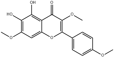 4H-1-Benzopyran-4-one,5,6-dihydroxy-3,7- dimethoxy-2-(4-methoxyphenyl)-, 84019-17-0, 结构式