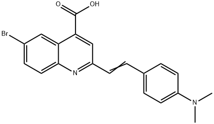 6-溴-2-{2-[4-(二甲氨基)苯基]乙烯基}喹啉-4-羧酸 结构式