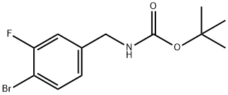 Carbamic acid, N-[(4-bromo-3-fluorophenyl)methyl]-, 1,1-dimethylethyl ester 化学構造式