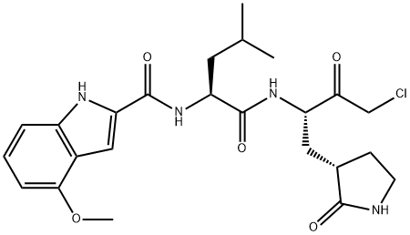 1H-Indole-2-carboxamide, N-[(1S)-1-[[[(1S)-3-chloro-2-oxo-1-[[(3S)-2-oxo-3-pyrrolidinyl]methyl]propyl]amino]carbonyl]-3-methylbutyl]-4-methoxy- (9CI),870153-28-9,结构式