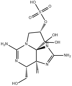 1H,10H-Pyrrolo[1,2-c]purine-9,10,10-triol, 2,6-diamino-3a,4,8,9-tetrahydro-4-(hydroxymethyl)-, 9-(hydrogen sulfate), (3aS,4R,9S,10aS)- Struktur