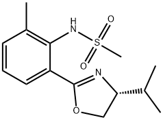 (R)-N-(2-(4-isopropyl-4,5-dihydrooxazol-2-yl) – 6-methylphenyl)methane sulfonamide Struktur