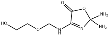 2,2-Diamino-4-[[(2-hydroxyethoxy)methyl]amino]-5(2H)-Oxazolone, 化学構造式