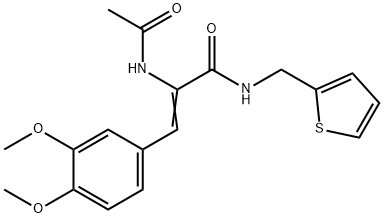 (Z)-2-acetamido-3-(3,4-dimethoxyphenyl)-N-(thiophen-2-ylmethyl)prop-2-enamide Structure