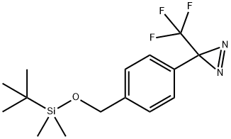 3H-Diazirine, 3-[4-[[[(1,1-dimethylethyl)dimethylsilyl]oxy]methyl]phenyl]-3-(trifluoromethyl)- 化学構造式