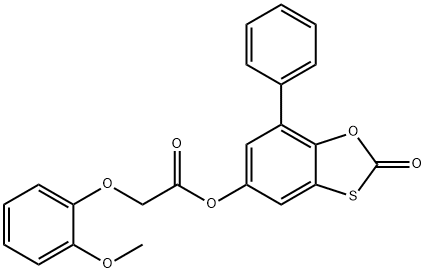 (2-oxo-7-phenyl-1,3-benzoxathiol-5-yl) 2-(2-methoxyphenoxy)acetate Struktur