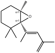 7-Oxabicyclo[4.1.0]heptane, 1-(1,3-dimethyl-1,3-butadienyl}-2,2,6-trimethyl- (E)- Struktur