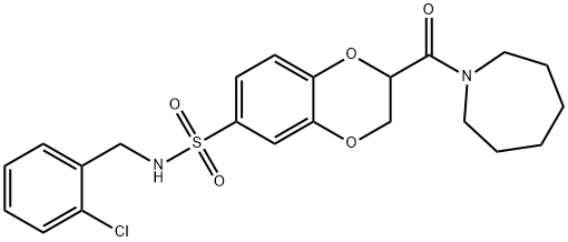 2-(1-Azepanylcarbonyl)-N-(2-chlorobenzyl)-2,3-dihydro-1,4-benzodioxine-6-sulfonamide,895253-75-5,结构式