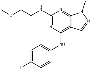 4-N-(4-fluorophenyl)-6-N-(2-methoxyethyl)-1-methylpyrazolo[3,4-d]pyrimidine-4,6-diamine Structure