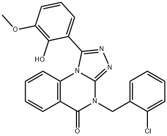 4-(2-Chlorobenzyl)-1-(2-hydroxy-3-methoxyphenyl)-[1,2,4]triazolo[4,3-a]quinazolin-5(4H)-one 化学構造式