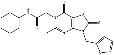 N-cyclohexyl-2-[3-(furan-2-ylmethyl)-5-methyl-7-oxo-2-sulfanylidene-[1,3]thiazolo[4,5-d]pyrimidin-6-yl]acetamide Structure